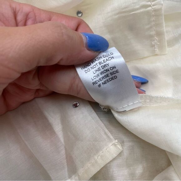 BAILEY 44 Semi Sheer Button Down Top With Rhinestone Accent Size Small - Picture 7 of 10